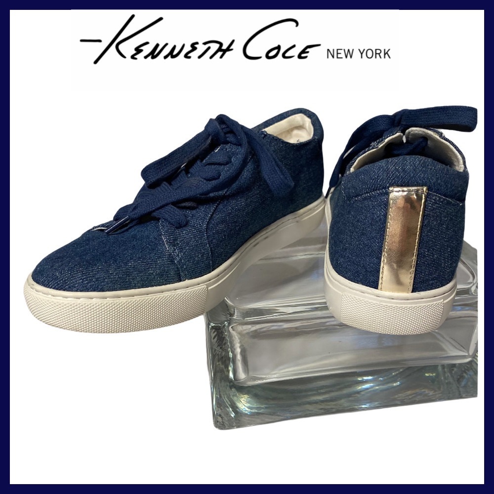 KENNETH COLE NY KAM DENIM W/Gold on Heels Sz 6.5